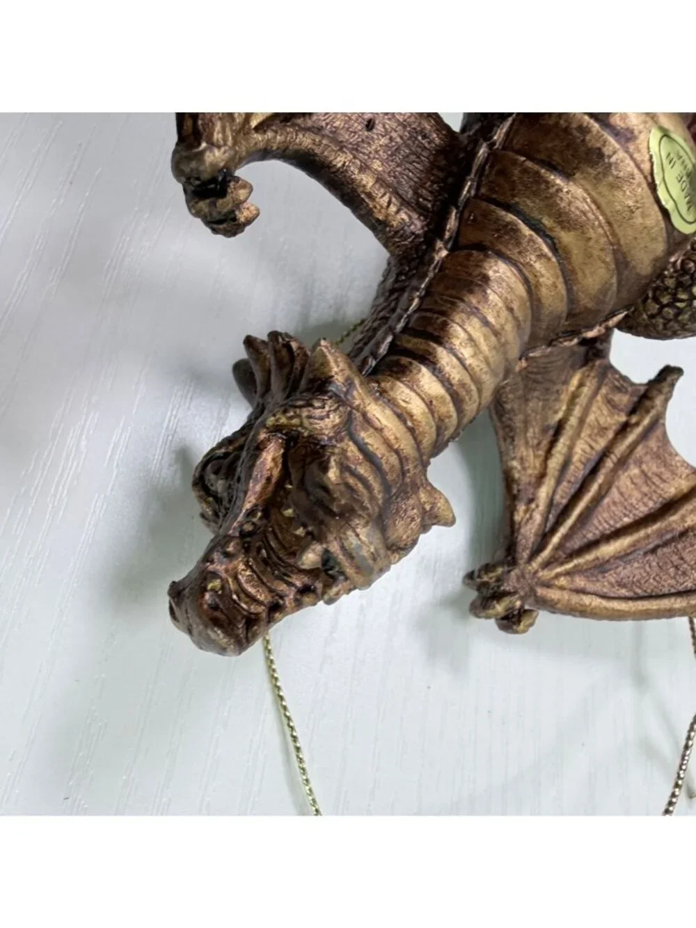Santa Riding Bronze Dragon Ornament Fantasy Christmas Decoration Mythical